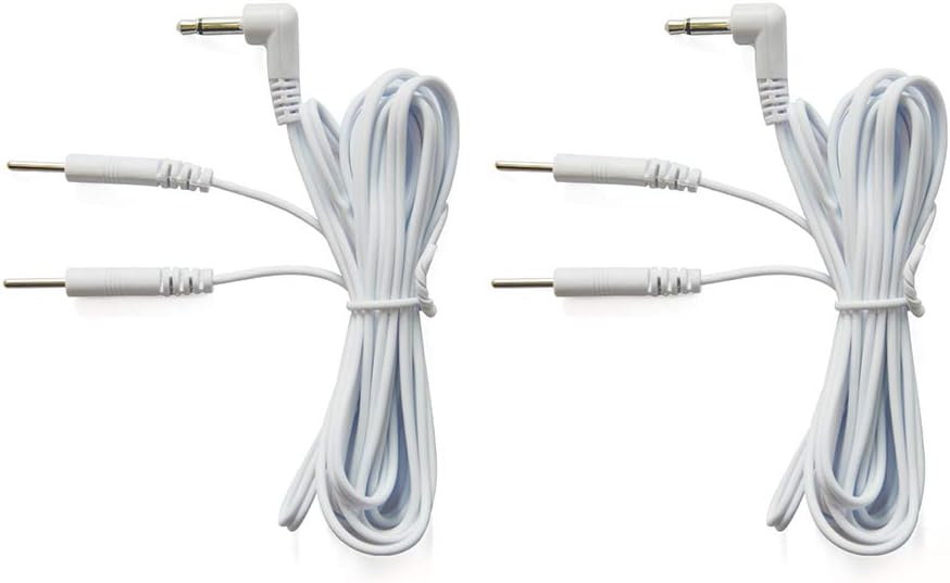 DC 3.5mm Length 60'' Electrode Wires for Tens EMS Machine 2-pin Cables Standard Connection 3.5mm Reusable 2mm Plug in Long-Life Massage Machine, Pack of 2