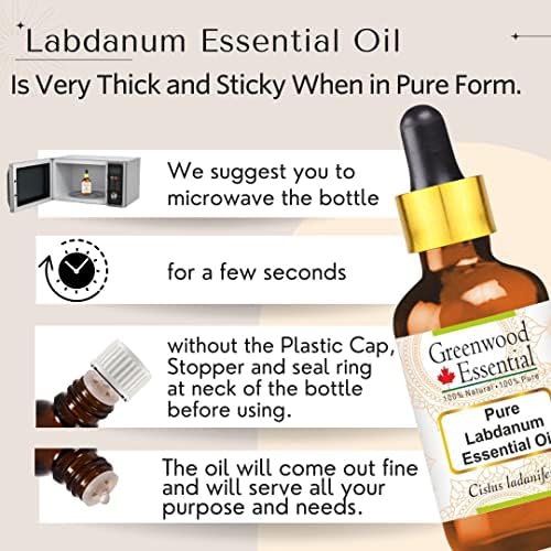 Greenwood Essential Pure Labdanum Essential Oil (Cistus ladaniferus) Steam Distilled 100ml (3.38 oz)