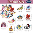 40PCS Edible Mardi Gras Cupcake Toppers Wafer Paper Masquerade Masks Cupcake Picks Edible Masquerade for Mardi Gras Party Baby Shower Birthday Party Cake Decorations Supplies