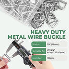 3/4" Heavy Duty Metal Wire Buckle for Woven Cord Strapping 100 Pack