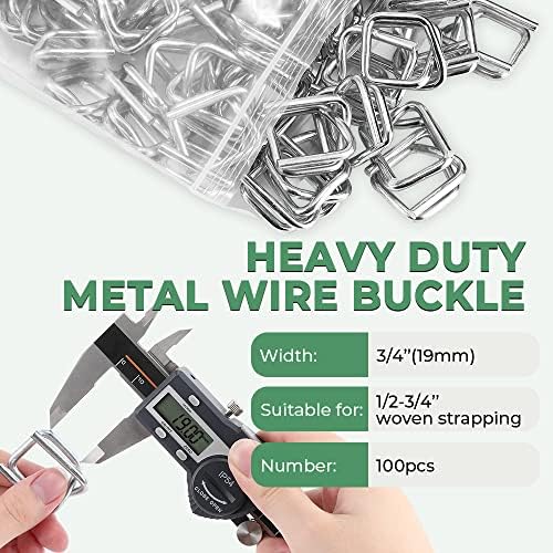 3/4" Heavy Duty Metal Wire Buckle for Woven Cord Strapping 100 Pack
