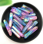 50g Electroplated Blue and Pink Titanium Aura Lemurian Crystal Wand Point Healing Crystal Stone Natural Stones and Minerals (Size : 50 Grams)