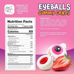Eyeballs Gummy Candy - 19 Oz Jar (30 Count) - Strawberry Jelly Filled Gummies - Individually Wrapped Candy - Party Favors - Spooky Eyes Gummies by Funtasty