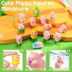 Civaner 13 Pieces Miniature Figurines Pig Cake Toppers Mini Resin Pig Figurines Toys Cute Pink Piggy Garden Miniature Crafts for Birthday Party Decoration, Baby Shower Piggie Theme Party Supplies