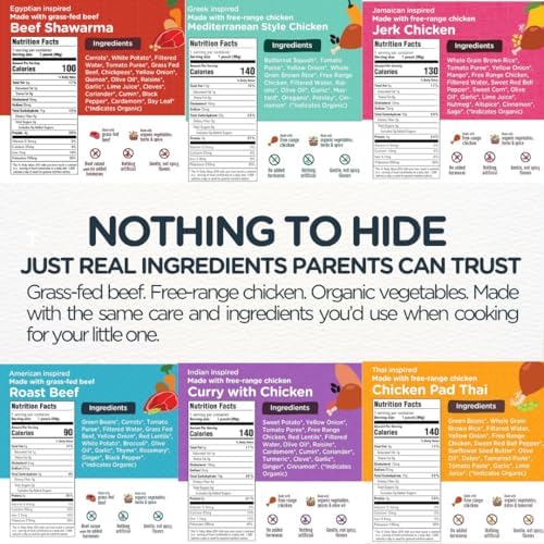 Li'l Hala Foods - Baby Meat Pouches - (Variety 6 Pack) | Baby Food Purees with Protein, Healthy Fats & Fiber from Real Meat & Organic Veggies