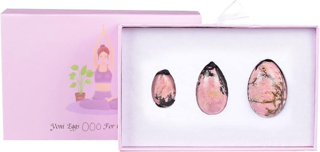 Natural Rose Quartz Yoni Egg Set Drilled Jade Eggs Women Kegel Exerciser Crystal Balls Massage Stone,Rhodonite