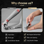 FERYES 360° Rotating Nail Clippers for Seniors, Long Handle Fingernail Clippers for Men and Women, Ergonomic EZ Grip Toenail Clippers for Thick Nails