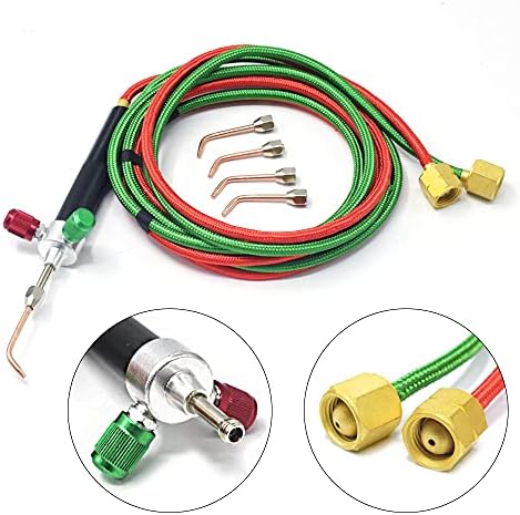 Mini Oxygen Torch Kit, Micro Oxygen Acetylene/Butane Gas Welding Torch with 5pc Tips for Jewelry Repair