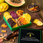 Dried Fruit Gift Basket – 7 Tropical Flavor Dry Fruits Gift Box - Chocolate Orange 12.5oz Soft Dried Fruit Basket Gift | Mixed Dried Fruit & Nut Gifts| Food Gifts for Women Snack Gift Basket for Men
