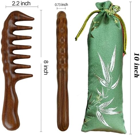Thicken Wooden Wide Tooth Comb for Curly Hair,Large No-static Handmade 100% Natural Sandalwood Hair Comb for Head Scalp Massage,Detangling Comb for Women Holiday Gift (Sandalwood)