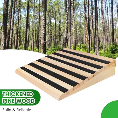 5 Inch Wooden Threshold Ramp for Home Steps(17.7" W*5.0" H, 17.7" W is not Wide Enough for wheelchairs, Please get More and Connect Multiple ramps to get a Wider one)