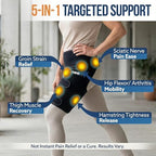 5 in 1 Hip Brace for Women Men Sciatica Pain Relief Devices - Adjustable Groin, Hip Flexor Compression Wrap for Comfortable Thigh, Hamstring & Sciatic Nerve Support, Improved Mobility & Recovery