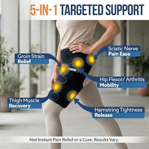 5 in 1 Hip Brace for Women Men Sciatica Pain Relief Devices - Adjustable Groin, Hip Flexor Compression Wrap for Comfortable Thigh, Hamstring & Sciatic Nerve Support, Improved Mobility & Recovery