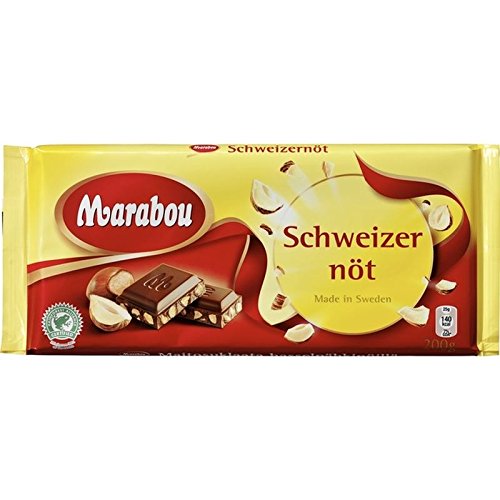 Marabou SchweitzerNot - Milk Chocolate with Hazelnuts 200g - Pack of 2