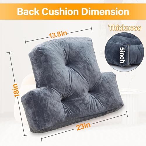 1 MIDDLE ONE Back Pillow for Chair, Memory Foam Lumbar Pillow for Back Support, Back Rest Cushion for Office, Sofa, Couch Sitting, Recliner, Bed and Lower Back Pain (Grey)