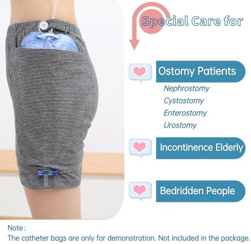 Incontinence Care Trousers, Catheter Underwear for Elderly with Double Pockets, Urinate Drainage Bag Pants for Catheter Nephrostomy Bag for Incontinence and Ostomy Patients (Women, XL)