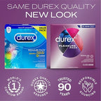 Durex Pleasure Pack Assorted Thin Condoms, Exciting Mix of Sensation and Stimulation, Lubricated Natural Rubber Latex Condoms for Men, 42 Count