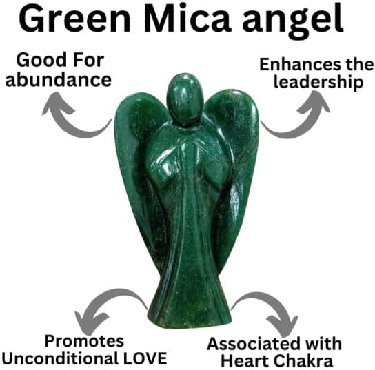 Jet Green Mica 2" Angel Gemstone Divine Spiritual Gift Archangel Suruel Raphael Raguel Michael Gabriel Remiel Uriel