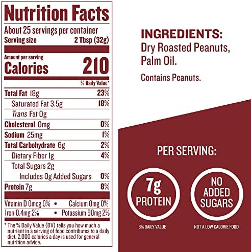 Justin's Classic Peanut Butter Creamy Spread, No Stir, Gluten-Free, 28 Ounce Jar, (Pack of 2)