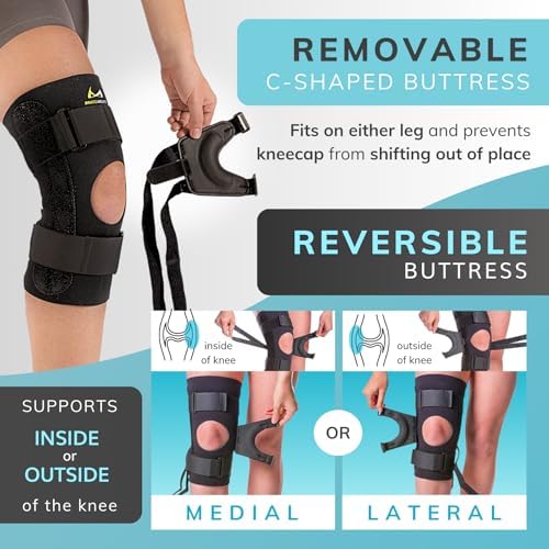 BraceAbility J Patella Knee Brace - Lateral Patellar Stabilizer with Medial and J-Lat Support Straps for Dislocation, Subluxation, Patellofemoral Pain, Left or Right Kneecap Tracking (Large)