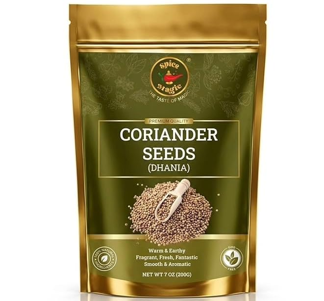 Spice Magic Whole Coriander Seeds | 7 oz (200 g) Resealable Pouch | Whole Coriander Seeds for Cooking | Premium Quality, 100% Natural Spice for Curries, Pickling & Global Cuisine