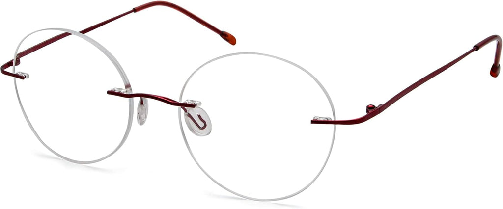 Eyekepper Frameless Reading Glasses Women - Round Rimless Readers Men Red +1.25