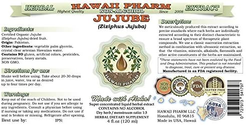 Jujube Alcohol-Free Liquid Extract, Jujube (Ziziphus Jujuba) Dried Fruit Glycerite Hawaii Pharm Natural Herbal Supplement 2 oz