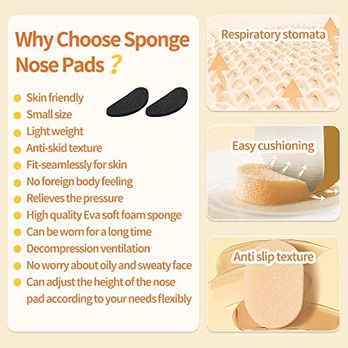 SooGree 20Pairs Soft Foam Nose Pads, 1.5MM Thick Cushion Self Adhesive Glasses Nose Pads Anti-Slip Nose Pieces Grips for Eyeglasses Sunglasses Reading Glasses, Comfortable Replacement Stick On Nosepad