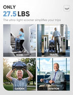 Mobility Scooters for Adults & Seniors - Ultra Lightweight 27.5 lbs Carbon Fiber Folding Electric Scooter - Airlines Approved All-Terrain Portable Scooter with Basket and Charger Included-Blue