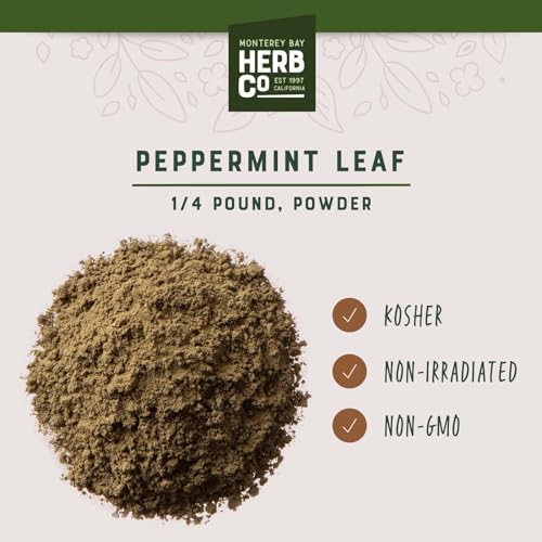 Peppermint Leaf Powder, by Herb Co, for Soaps & Lotions, Add to Products for Flavor and Scent, Infuse Oils, 1/4 lb