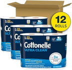 Cottonelle Ultra Clean Toilet Paper with Active CleaningRipples Texture, Strong Bath Tissue, 12 Family Mega Rolls = 66 Regular Rolls