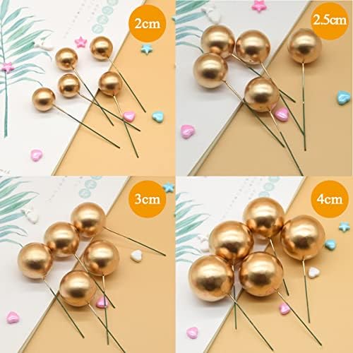 25 Pcs Balls Cake Topper Ball Shaped Cake Insert Toppers Pearl Balls Cake Pick DIY Cake Insert Toppers Foam Ball Cupcake Topper for Birthday Party Christmas Wedding Anniversary Baby Shower Cake Decor