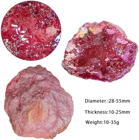mookaitedecor Angel Aura Quartz Geode Stone Titanium Coated Natural Rock Crystal Cluster Specimen for Reiki Healing Meditation Home Decor 10-35g, Red