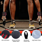 Knee Wraps + Wrist Wraps + Weight Lifting Straps Bundle (3 Pairs) for Weightlifting Bodybuilding Strength Training Workout Gym, Fitness Protective Set for Men & Women