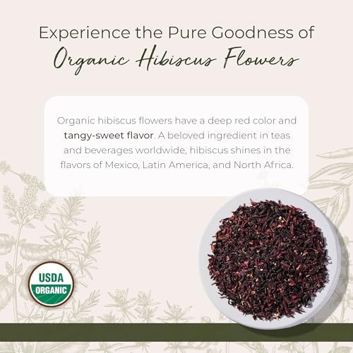 Starwest Botanicals Organic Hibiscus Flowers - Dried Hibiscus Flowers for Loose Leaf Herbal Tea, Caffeine Free, Cut & Sifted, Certified Kosher, Non-GMO - Bulk 1 lb Bag