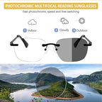 Photochromic Multifocus Reading Glasses Blue Light Blocking Sunglasses UV400 Progressive Multifocal Computer Readers