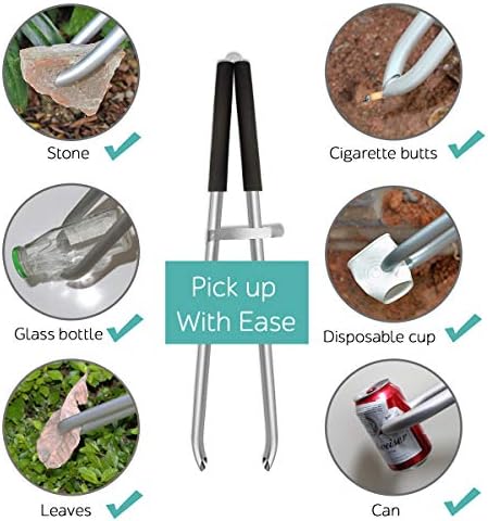EJG 36" Long Trash & Garbage Picker Grabber, Lightweight Aluminium & Rustproof, Litter Pick Up Stick, Trash Tong, Reaching Assist Tool, Reacher Tool for Elderly, Garden Nabber Plogging (Black)