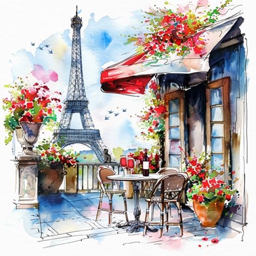 Paper Napkins 33 x 33 cm 3-Ply Premium Durable Disposable Wedding Napkins for Wedding, Catering, Daily Use - Café Paris Eiffel Tower - 20 Pack