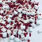 COOL MOM SPRINKLES Mini Marshmallows for Hot Chocolate Sprinkles Medley (7 oz.) – Christmas Themed Sprinkles for Decorating Cakes, Cupcakes, Cookies & Desserts – Mixed in the USA / Gluten-Free