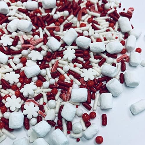 COOL MOM SPRINKLES Mini Marshmallows for Hot Chocolate Sprinkles Medley (7 oz.) – Christmas Themed Sprinkles for Decorating Cakes, Cupcakes, Cookies & Desserts – Mixed in the USA / Gluten-Free