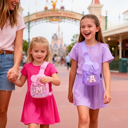 Initial Sling Bag for Girls - Easter Gifts for Kids Girls 3-6 Year Old Girl Birthday Gifts, Clear Letter Small Crossbody Bag Purses Toddler Kid Gifts Stuff Pink A