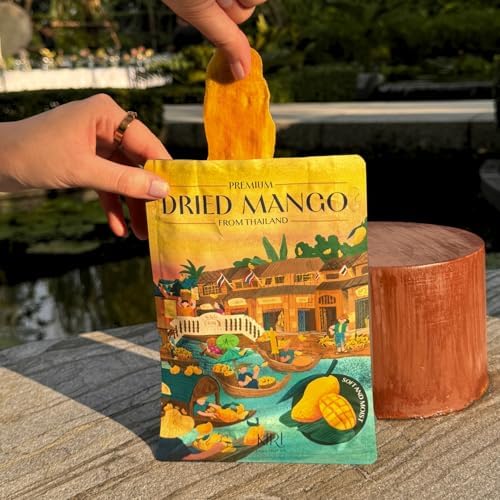 KIRI Premium Dried Mango from Thailand, Soft & Moist, Not Too Sweet, Tree ripened, Hand-cut (One Pack)