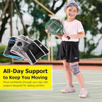 HUEGLO Kids Knee Brace Osgood Schlatter Youth for Knee Pain,Adjustable Compression Knee Support with Side Stabilizers for Sports,Arthritis,Patella,Meniscus Tear,Acl,X-Small Knee Brace for Boys & Girls ,Black/Blue
