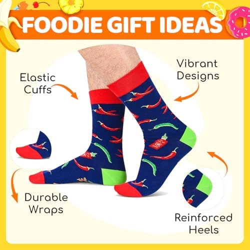 Zmart Food Socks for Men Women - Chicken Nugget Steak Socks, BBQ Hot Sauce Gift