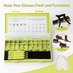 Eyeglass Nose Pads Replacement, 24 Pairs of Screw-in Glasses Nose Pads with Precision Screwdriver Set, Magnetic Eyeglass Repair Kit with Screws, Curved Tweezer for Travel, Birthday Gift, Christmas