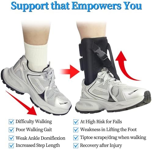 Hiball Afo Foot Drop Brace for Walking, Adjustable Drop Foot Brace with Shoes, Ankle Foot Orthosis for Men & Women, Improve Walking Gait, Prevent Falls and Injuries, Foot Up Splint for Ankle Support