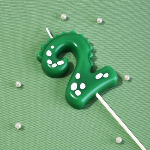 PHD Dinosaur 2.76 Inch Green 2 Number Birthday Candles, Cake & Party Celebration