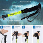 Gifts for Men Christmas Collapsible Trekking Pole, Ultralight 7075 Aluminum Hiking Stick for Women, Men & Seniors, 3-Section Foldable Walking Pole with Tungsten Steel Tip for Travel, Trails & Balance