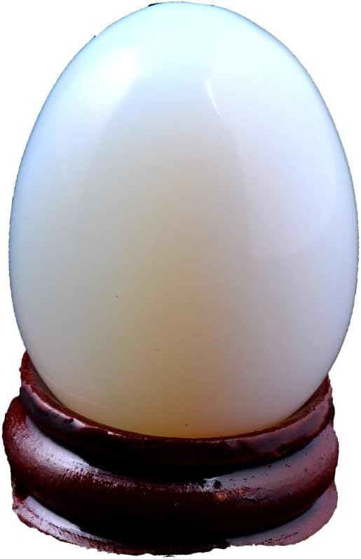 Opal Opalite 40 * 30mm Eggs with Wood Stand Stone Carved Natural Gemstone Bell Chakra Healing Crystal Reiki Crafts