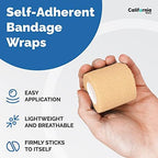 12 Pack Self-Adhesive Bandage Wrap - 2 Inches x 5 Yards - Elastic Self Adherent Cohesive Wrap Bandage - Breathable Athletic Tape for Wrists, Knee, Ankle - First Aid Sports - Brown